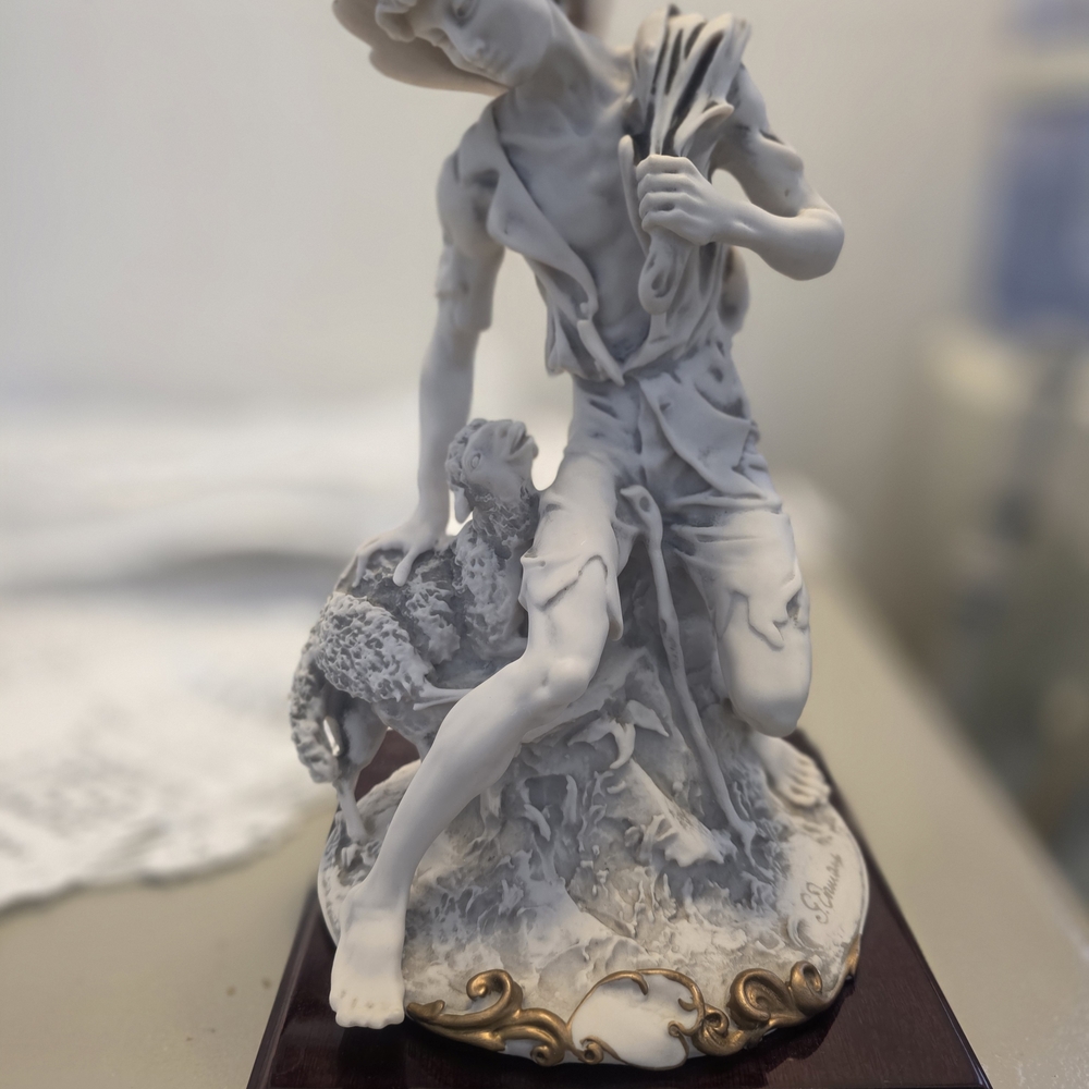 Elegant Shepherd Figurine with Lamb